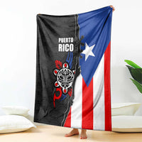 Puerto Rico Blanket with Tribal Sun Symbol and Flag Color Block Design