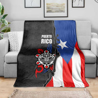 Puerto Rico Blanket with Tribal Sun Symbol and Flag Color Block Design