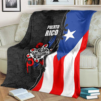 Puerto Rico Blanket with Tribal Sun Symbol and Flag Color Block Design