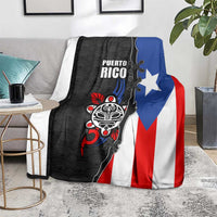 Puerto Rico Blanket with Tribal Sun Symbol and Flag Color Block Design