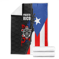 Puerto Rico Blanket with Tribal Sun Symbol and Flag Color Block Design