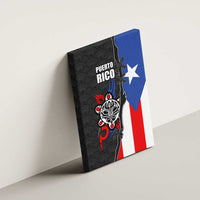 Puerto Rico Canvas Wall Art with Tribal Sun Symbol and Flag Color Block Design
