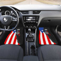 Puerto Rico Car Mats with Tribal Sun Symbol and Flag Color Block Design
