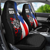 Puerto Rico Car Seat Cover with Tribal Sun Symbol and Flag Color Block Design
