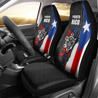 Puerto Rico Car Seat Cover with Tribal Sun Symbol and Flag Color Block Design