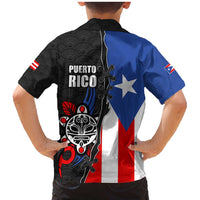 Puerto Rico Family Matching Mermaid Dress and Hawaiian Shirt with Tribal Sun Symbol and Flag Color Block Design