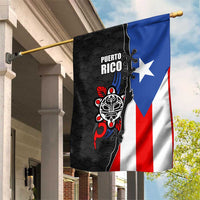 Puerto Rico Garden Flag with Tribal Sun Symbol and Flag Color Block Design