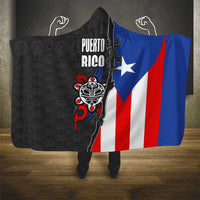 Puerto Rico Hooded Blanket with Tribal Sun Symbol and Flag Color Block Design