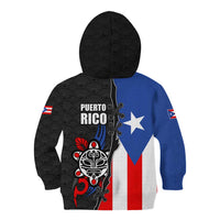 Puerto Rico Kid Hoodie with Tribal Sun Symbol and Flag Color Block Design