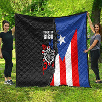 Puerto Rico Quilt with Tribal Sun Symbol and Flag Color Block Design