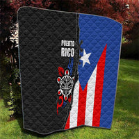 Puerto Rico Quilt with Tribal Sun Symbol and Flag Color Block Design