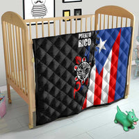 Puerto Rico Quilt with Tribal Sun Symbol and Flag Color Block Design