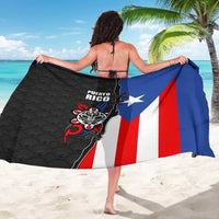 Puerto Rico Sarong with Tribal Sun Symbol and Flag Color Block Design