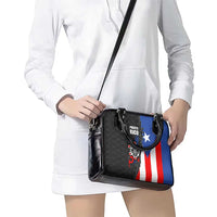 Puerto Rico Shoulder Handbag with Tribal Sun Symbol and Flag Color Block Design