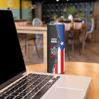 Puerto Rico Skinny Tumbler with Tribal Sun Symbol and Flag Color Block Design