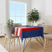 Puerto Rico Tablecloth with Tribal Sun Symbol and Flag Color Block Design