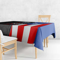 Puerto Rico Tablecloth with Tribal Sun Symbol and Flag Color Block Design