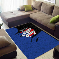 Puerto Rico Area Rug with Coqui Frog Symbol and Distressed Flag Design