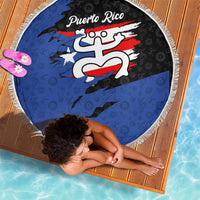 Puerto Rico Beach Blanket with Coqui Frog Symbol and Distressed Flag Design