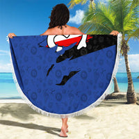 Puerto Rico Beach Blanket with Coqui Frog Symbol and Distressed Flag Design
