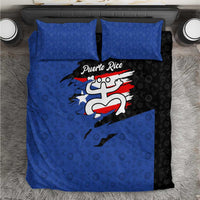 Puerto Rico Bedding Set with Coqui Frog Symbol and Distressed Flag Design