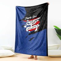 Puerto Rico Blanket with Coqui Frog Symbol and Distressed Flag Design