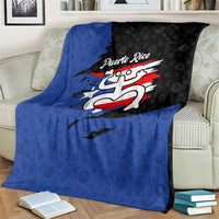 Puerto Rico Blanket with Coqui Frog Symbol and Distressed Flag Design