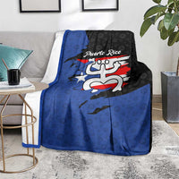 Puerto Rico Blanket with Coqui Frog Symbol and Distressed Flag Design