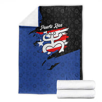 Puerto Rico Blanket with Coqui Frog Symbol and Distressed Flag Design