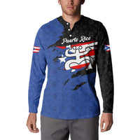Puerto Rico Button Sweatshirt with Coqui Frog Symbol and Distressed Flag Design