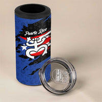 Puerto Rico 4 in 1 Can Cooler Tumbler with Coqui Frog Symbol and Distressed Flag Design