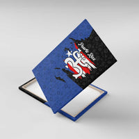 Puerto Rico Canvas Wall Art with Coqui Frog Symbol and Distressed Flag Design