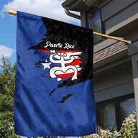 Puerto Rico Garden Flag with Coqui Frog Symbol and Distressed Flag Design