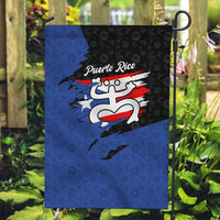 Puerto Rico Garden Flag with Coqui Frog Symbol and Distressed Flag Design