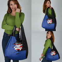 Puerto Rico Grocery Bag with Coqui Frog Symbol and Distressed Flag Design