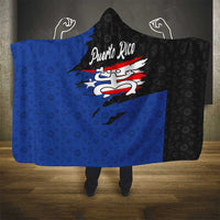 Puerto Rico Hooded Blanket with Coqui Frog Symbol and Distressed Flag Design