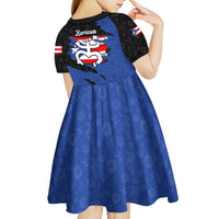 Puerto Rico Kid Short Sleeve Dress with Coqui Frog Symbol and Distressed Flag Design