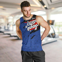 Puerto Rico Men Tank Top with Coqui Frog Symbol and Distressed Flag Design