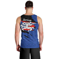 Puerto Rico Men Tank Top with Coqui Frog Symbol and Distressed Flag Design