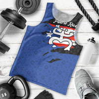 Puerto Rico Men Tank Top with Coqui Frog Symbol and Distressed Flag Design