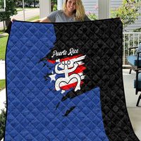 Puerto Rico Quilt with Coqui Frog Symbol and Distressed Flag Design