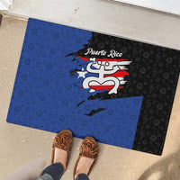 Puerto Rico Rubber Doormat with Coqui Frog Symbol and Distressed Flag Design