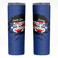 Puerto Rico Skinny Tumbler with Coqui Frog Symbol and Distressed Flag Design