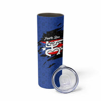 Puerto Rico Skinny Tumbler with Coqui Frog Symbol and Distressed Flag Design