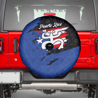 Puerto Rico Spare Tire Cover with Coqui Frog Symbol and Distressed Flag Design