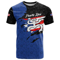 Puerto Rico T Shirt with Coqui Frog Symbol and Distressed Flag Design