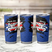 Puerto Rico Tumbler Cup with Coqui Frog Symbol and Distressed Flag Design