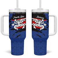Puerto Rico Tumbler With Handle with Coqui Frog Symbol and Distressed Flag Design