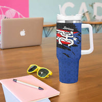 Puerto Rico Tumbler With Handle with Coqui Frog Symbol and Distressed Flag Design