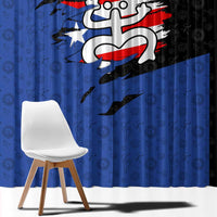 Puerto Rico Window Curtain with Coqui Frog Symbol and Distressed Flag Design